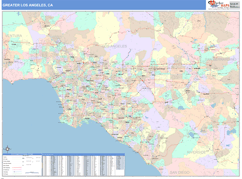 Greater Los Angeles Metro Area Digital Map Color Cast Style